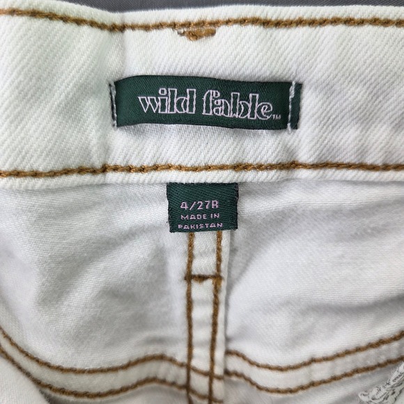 Wild Fable Highest Rise Denim Shorts Womens 4/27R White Cuffed Contrast Stitch - Picture 6 of 10